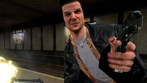 Max Payne e sua expressão constante no primeiro jogo de quem precisa ir ao banheiro
