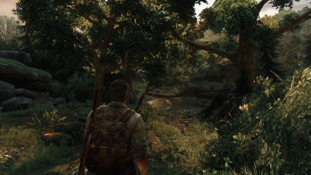 The Last of Us- Joel em uma das paisagens de natureza rica