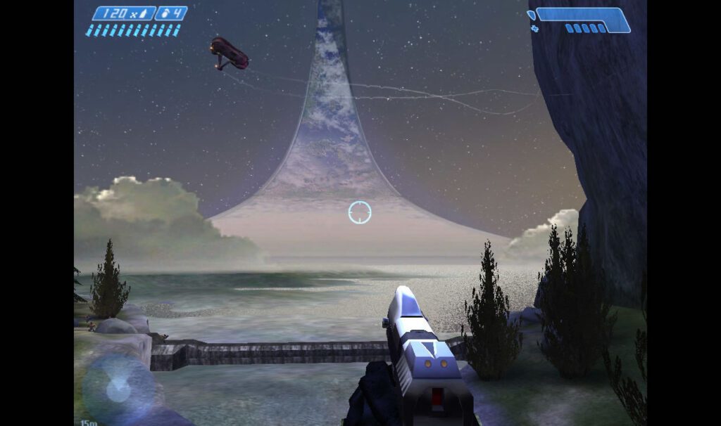 A paisagem com o horizonte icônico do Halo