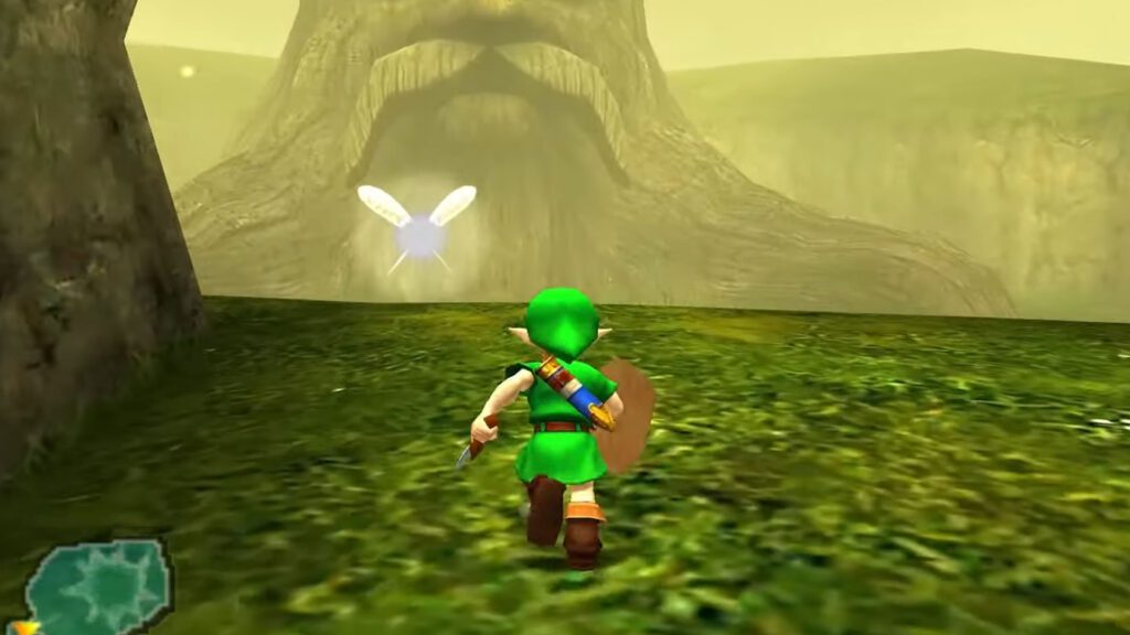 Link canhoto em direção a Deku Tree