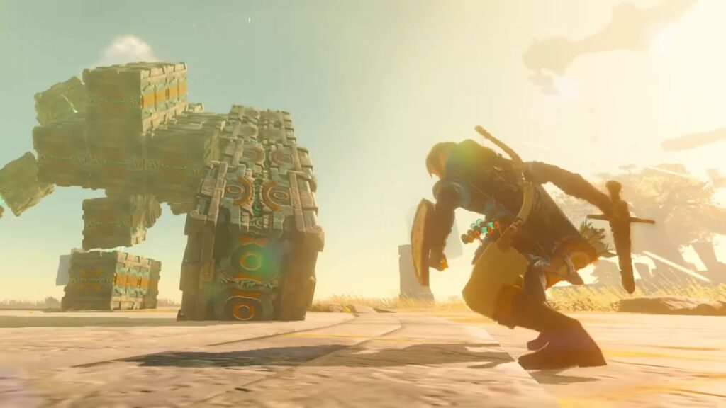 Link destro em uma pose de recuperação