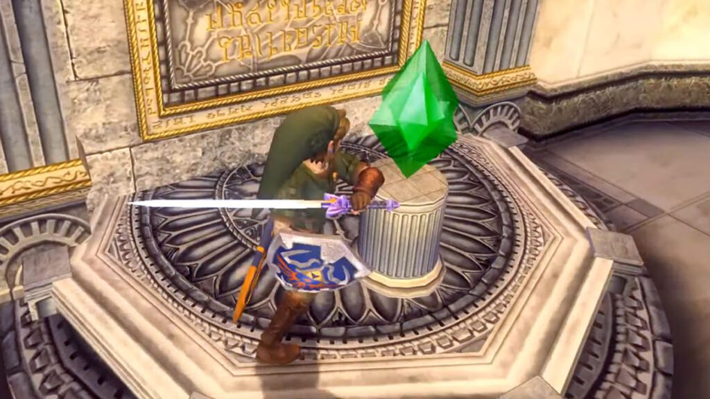 Link destro ativando cristal na base da força